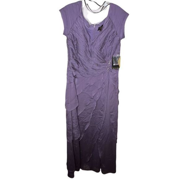 Ignite Evenings by Carol Lin Rouched Beaded Tier Dress nwt - Picture 1 of 10